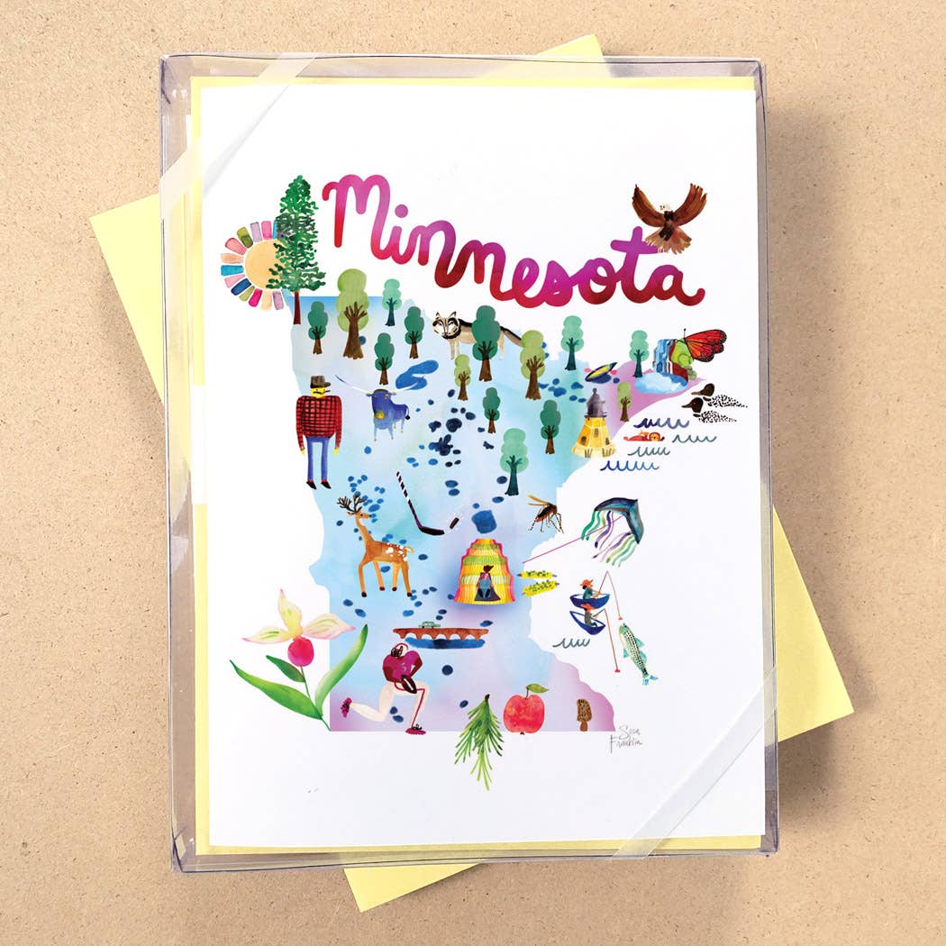 California Watercolor Map Boxed Card Set