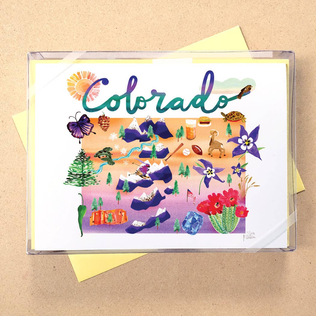 California Watercolor Map Boxed Card Set