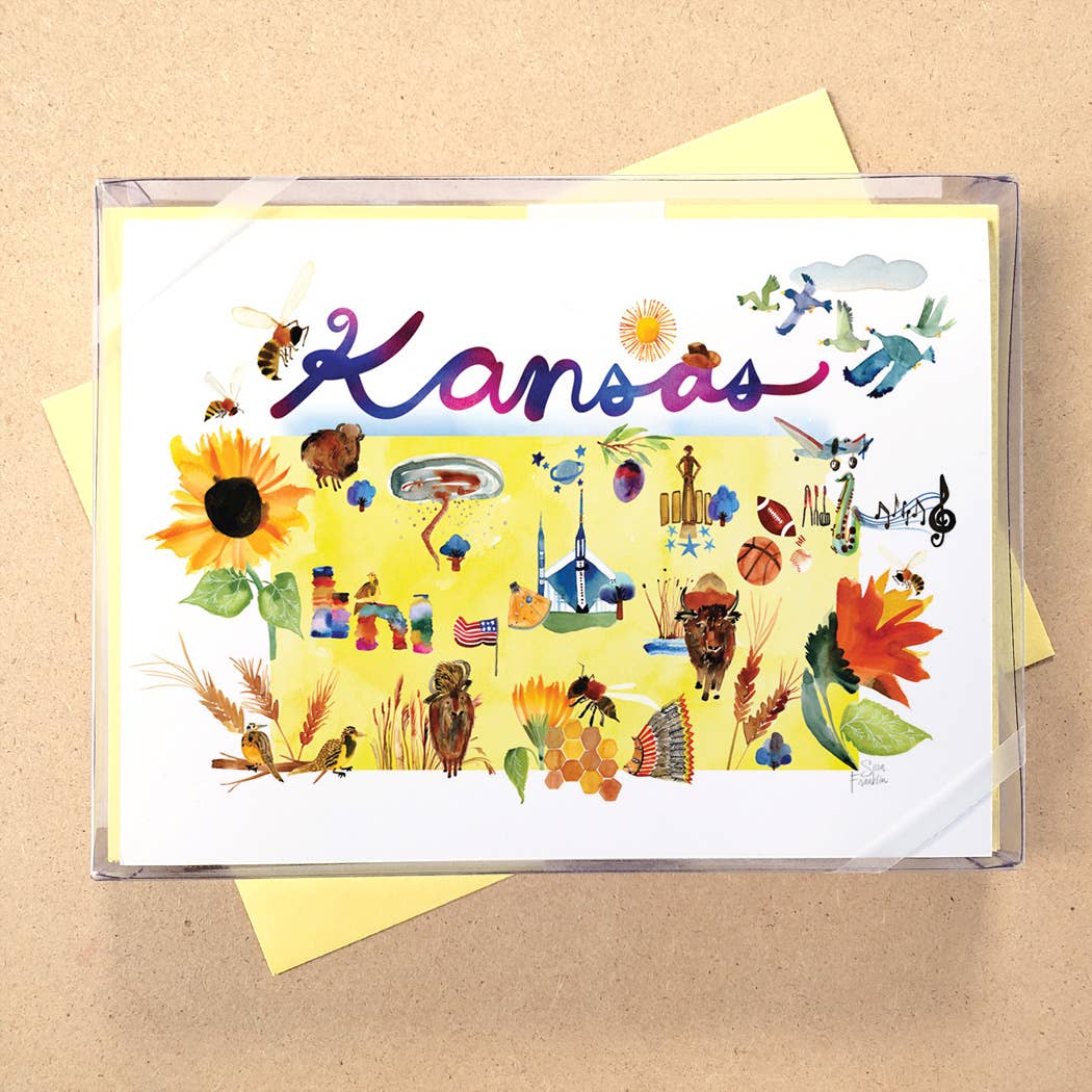 California Watercolor Map Boxed Card Set