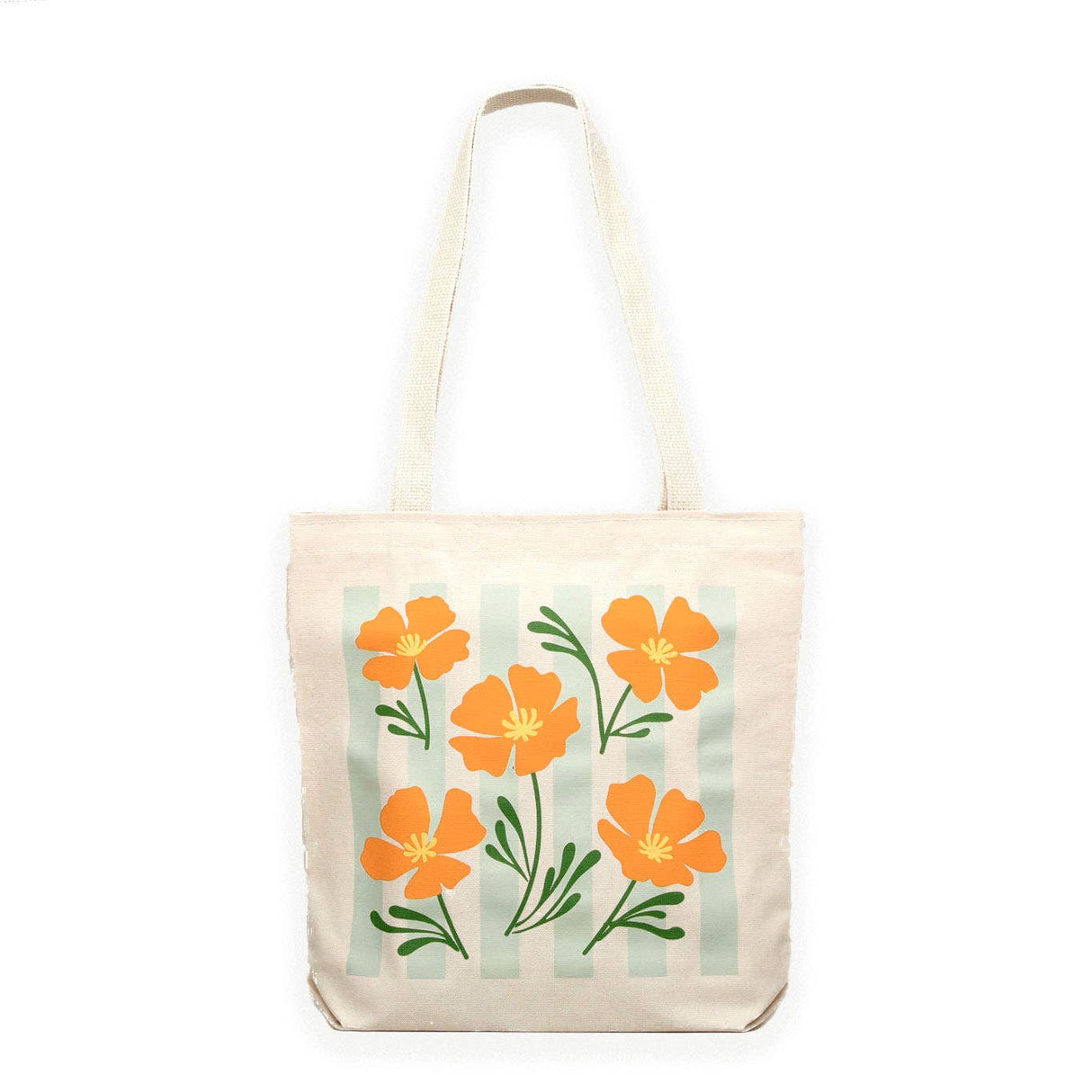 California Poppy Tote – Botanical Floral Tote Bag