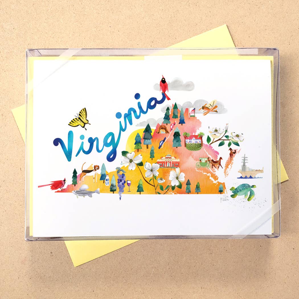 California Watercolor Map Boxed Card Set