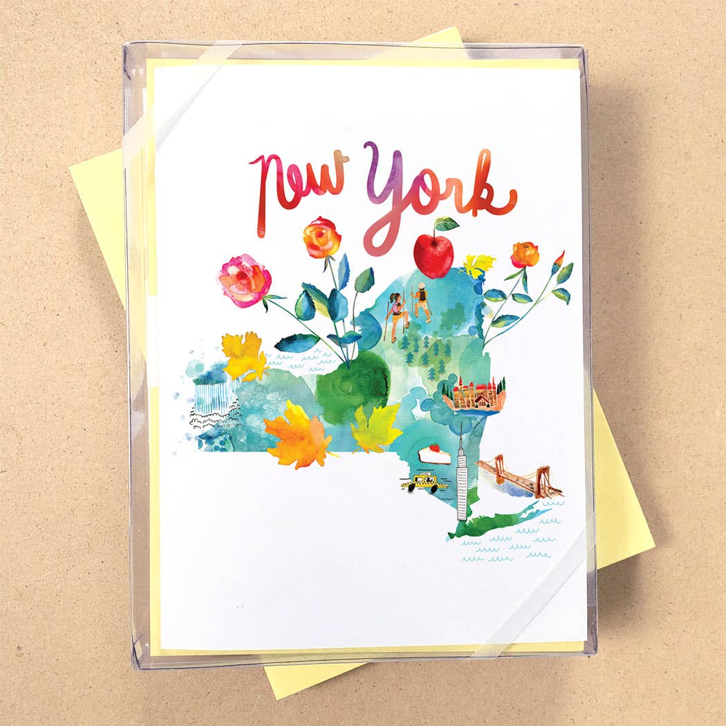 California Watercolor Map Boxed Card Set