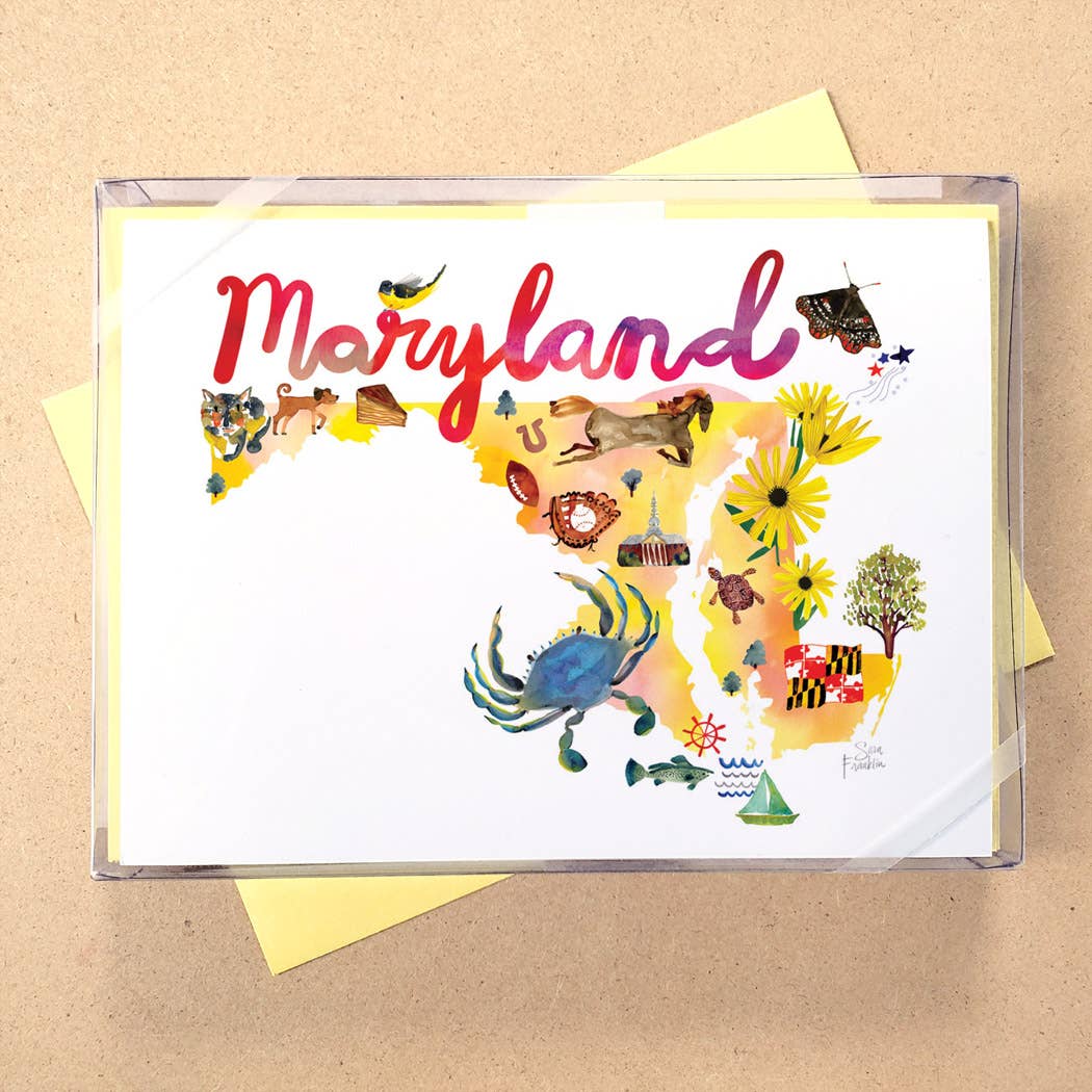 California Watercolor Map Boxed Card Set