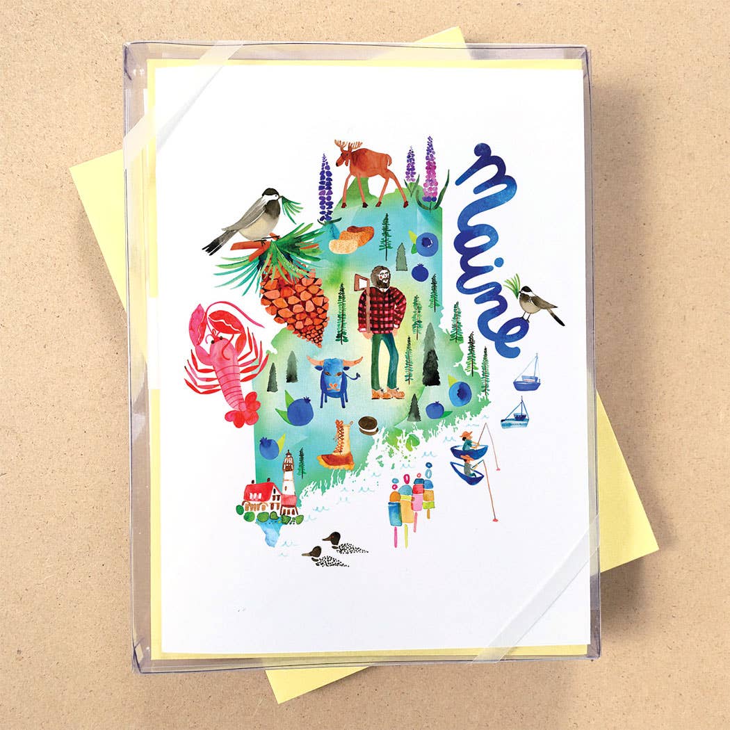 California Watercolor Map Boxed Card Set