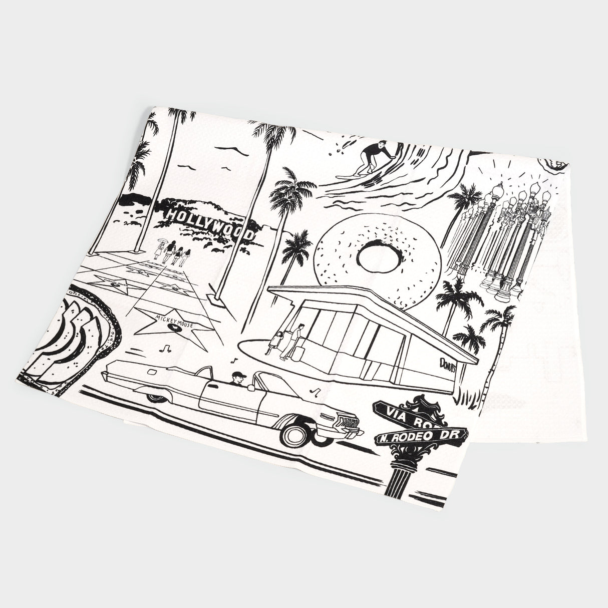 Los Angeles Black & White Tea Towel