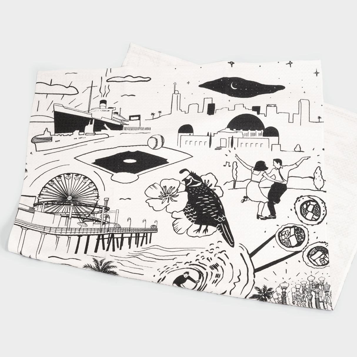 Los Angeles Black & White Tea Towel