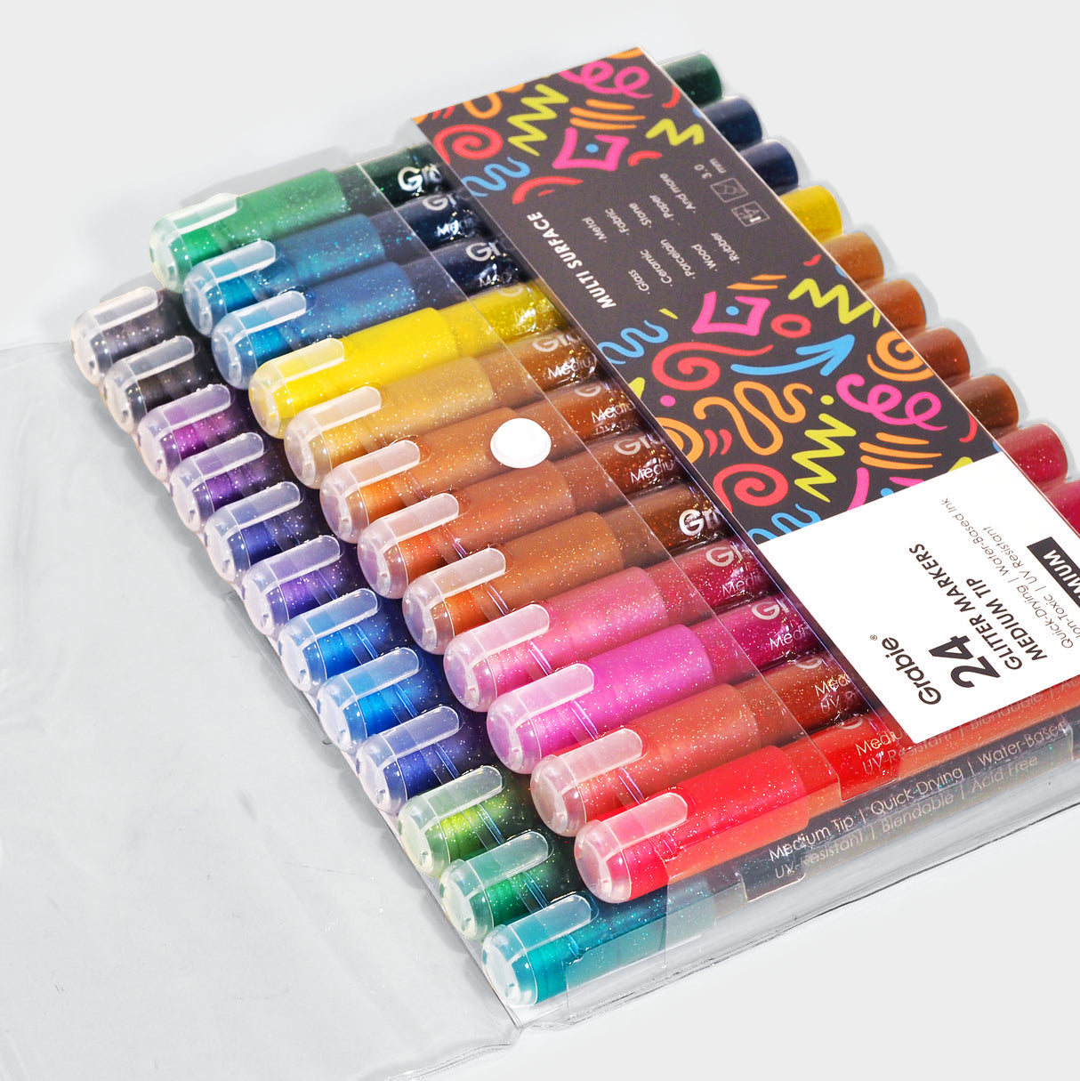 Medium Tip Iridescent Glitter Acrylic Paint Marker Set of 24