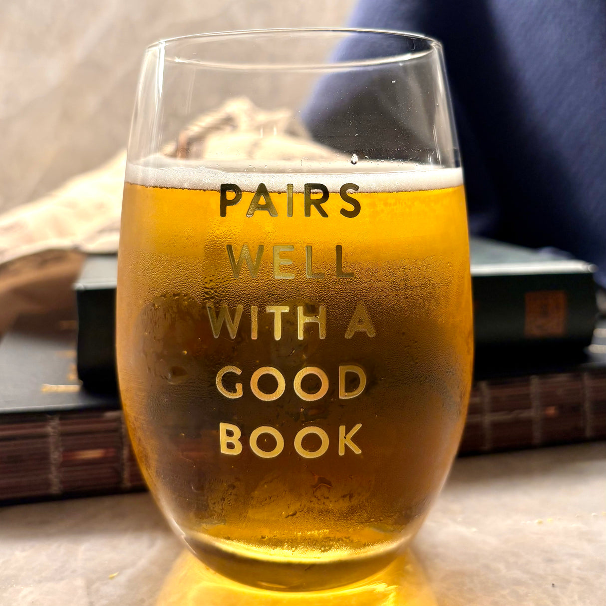 Pairs Well with a Good Book Stemless Wine Glass