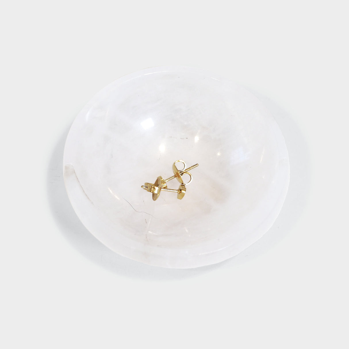 Rose Quartz Bowl & Gold Heart Studs Love You Set