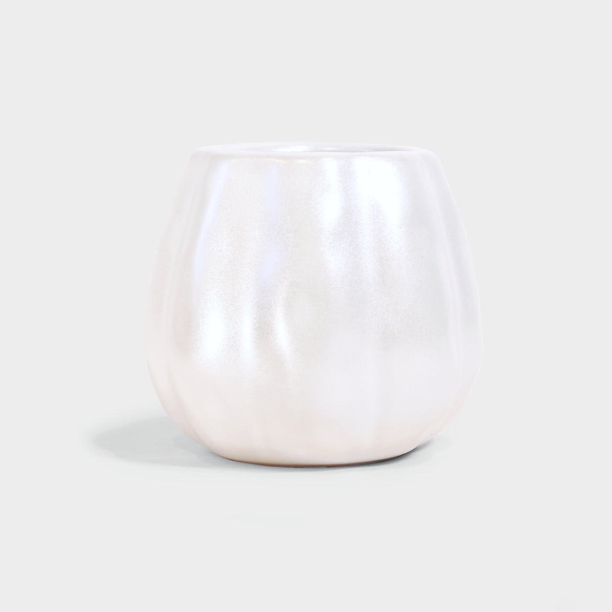 White Metallic Flaming Pumpkin 9 Ounce Candle