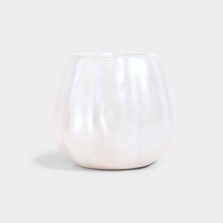 White Metallic Flaming Pumpkin 9 Ounce Candle