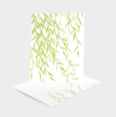 Greeting card with willow leaves motif.