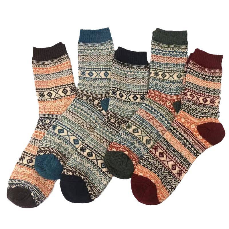 Vintage Bohemia Totem Knit Crew Socks