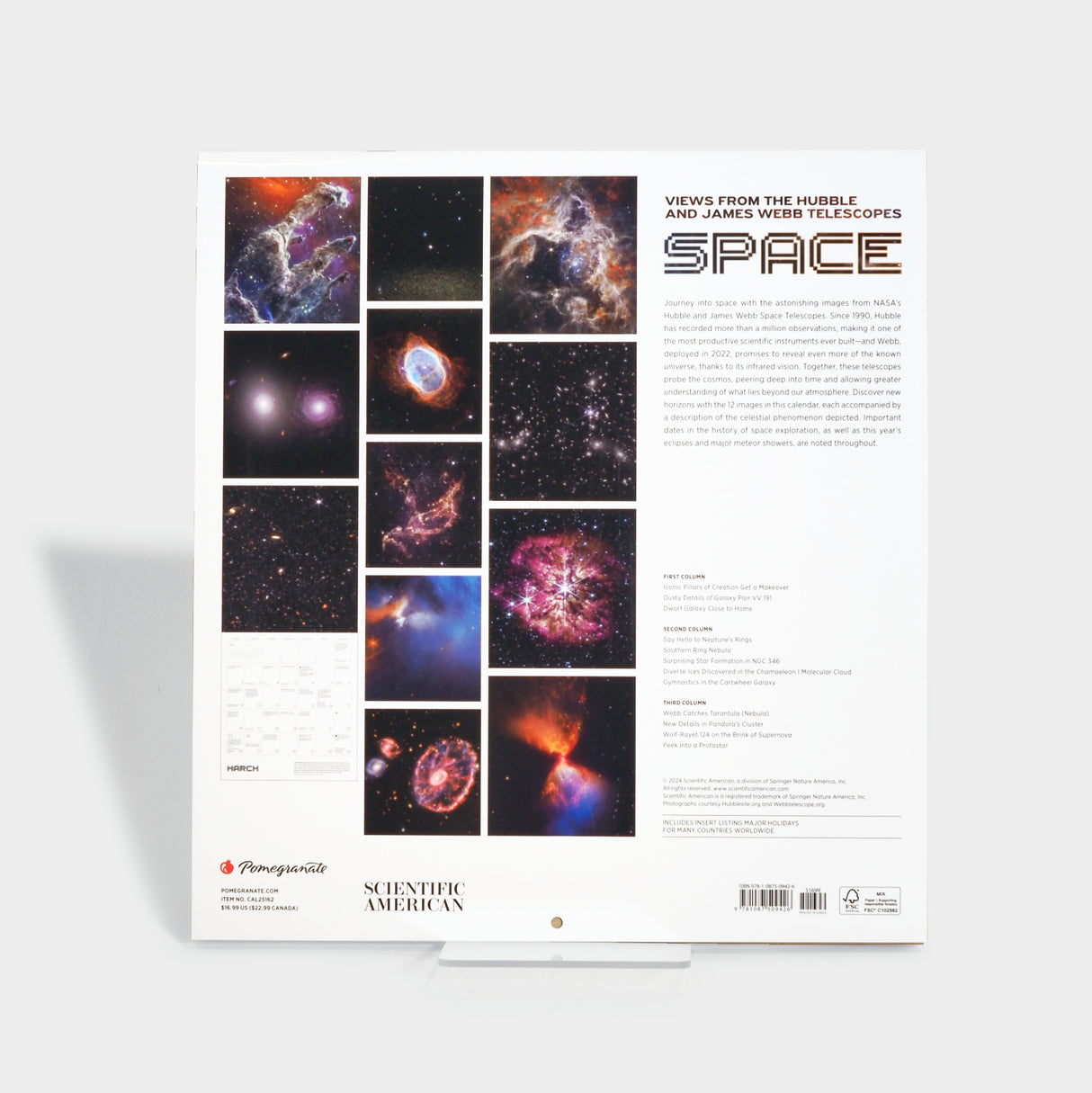 Space: Views from the Hubble and James Webb Telescopes 2025 Wall Calendar