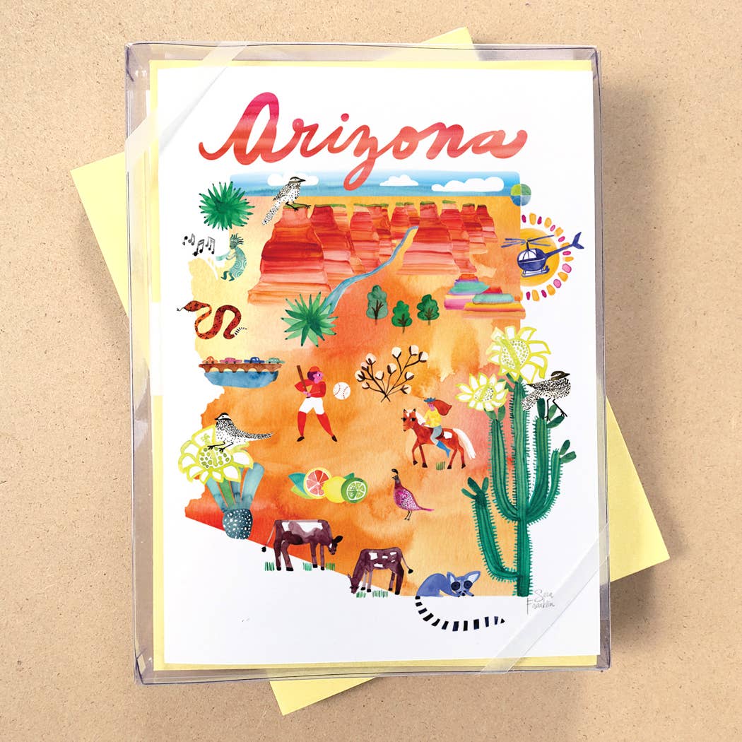 California Watercolor Map Boxed Card Set