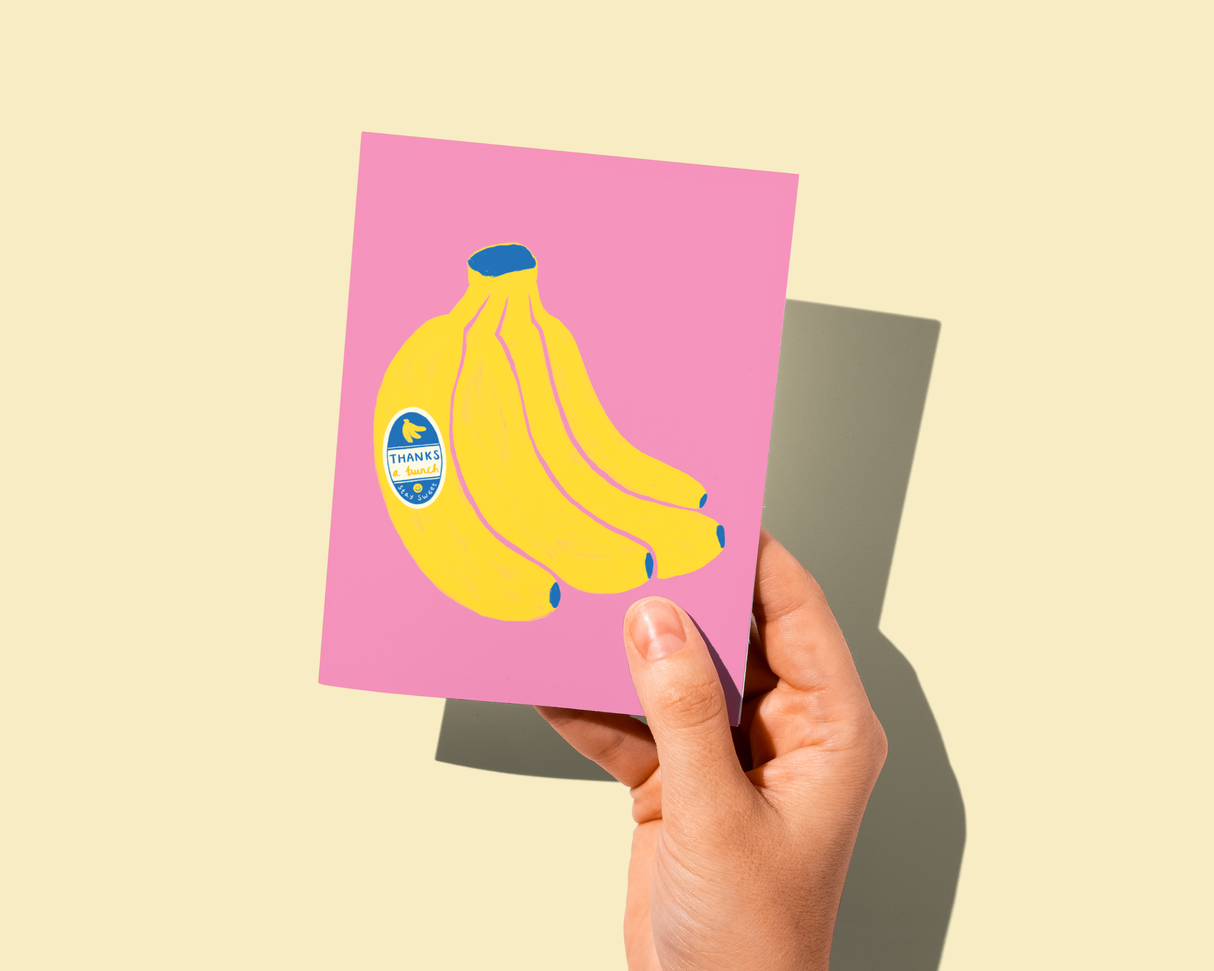 Thanks a Bunch Banana Card Food Pun Thank You Card