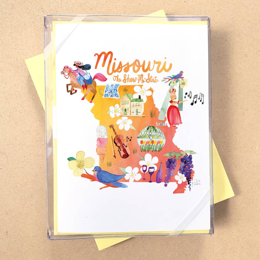 California Watercolor Map Boxed Card Set