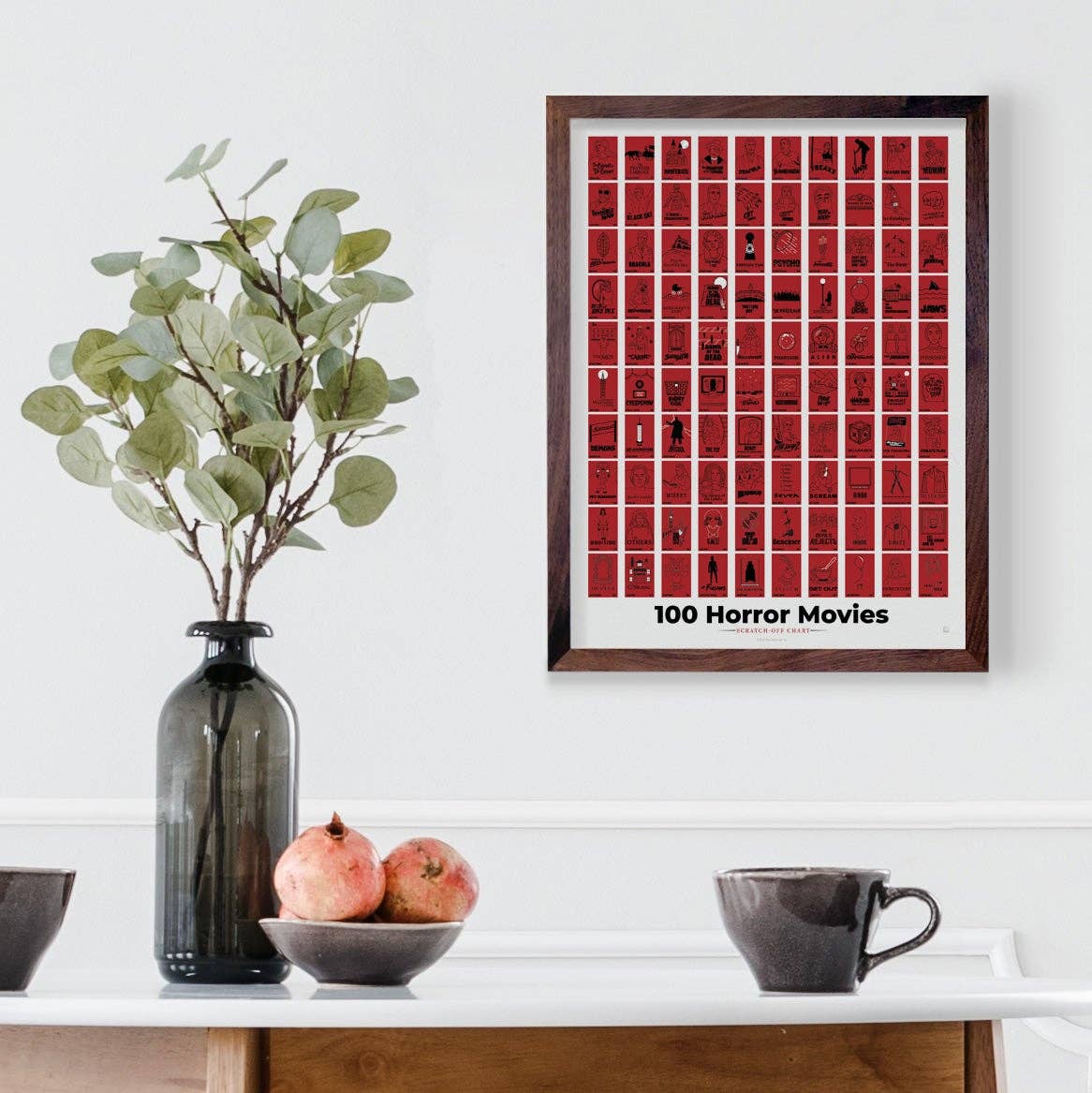 100 Horror Movies Scratch-Off Chart | 12" x 16" Print