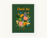 Thank You Card - Golden Thank You Florals