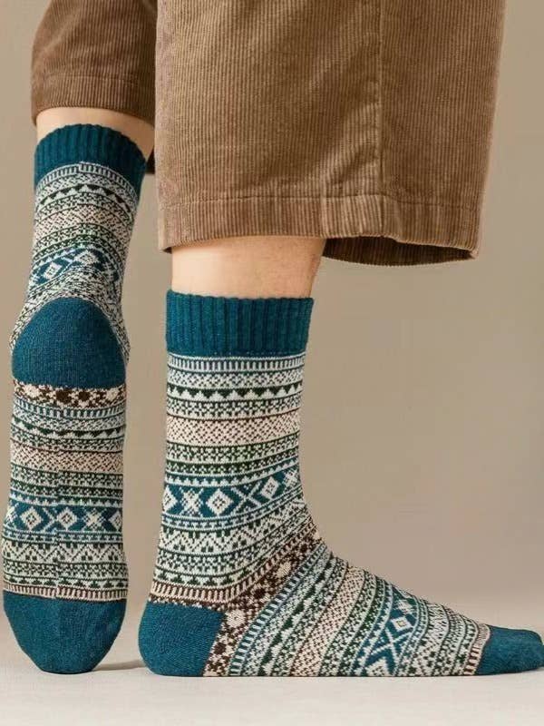 Vintage Bohemia Totem Knit Crew Socks