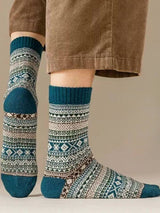 Vintage Bohemia Totem Knit Crew Socks