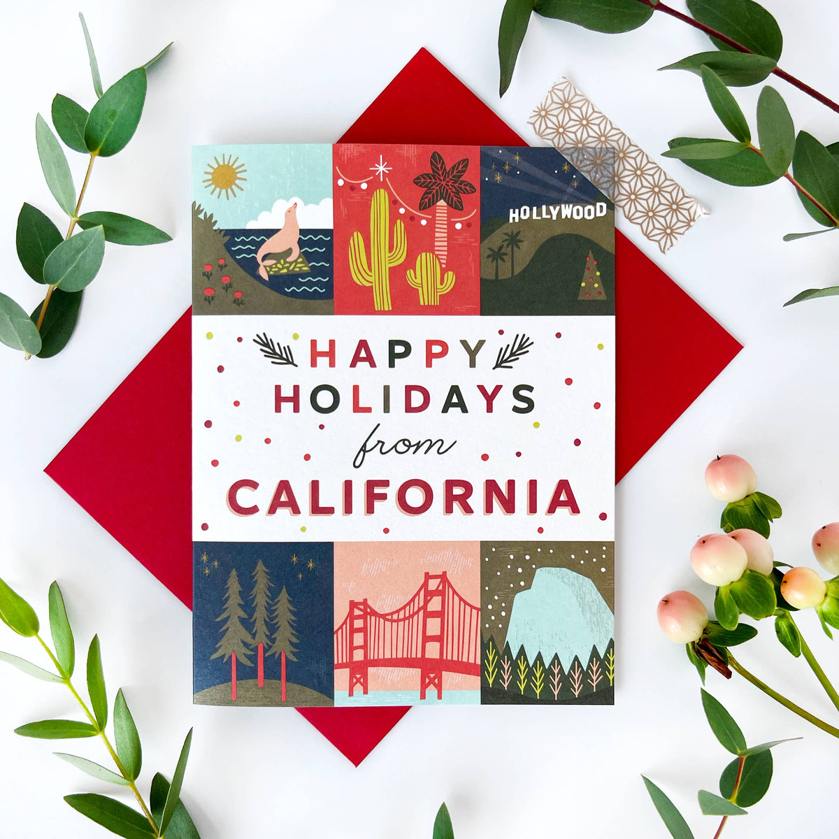 California Holiday Grid Modern Card (Box Set of 6)