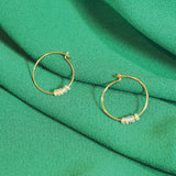 Amazing Mom Gold Hoop Earrings with Ethiopian Opal