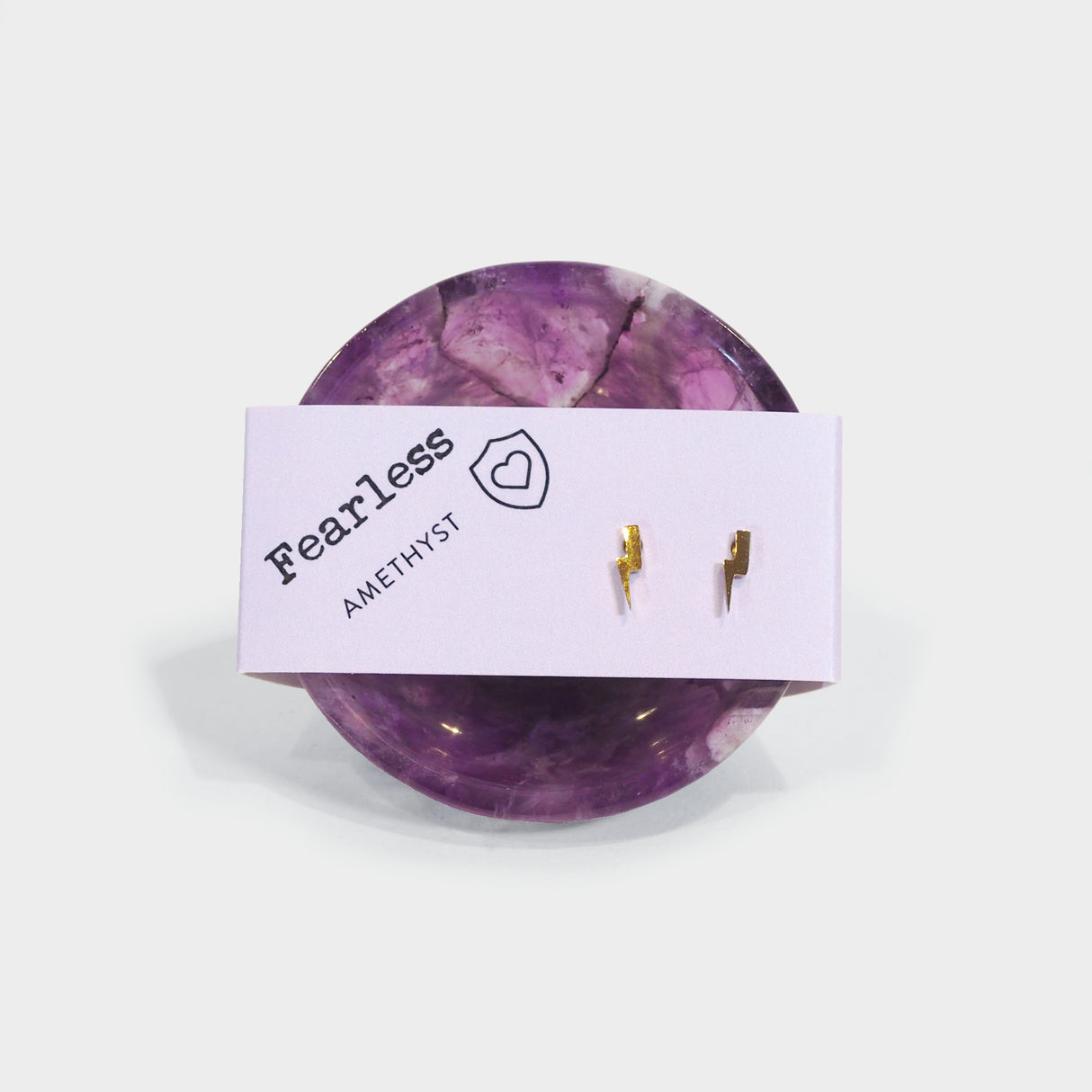 Amethyst Bowl & Gold Lightning Bolt Studs Fearless Set