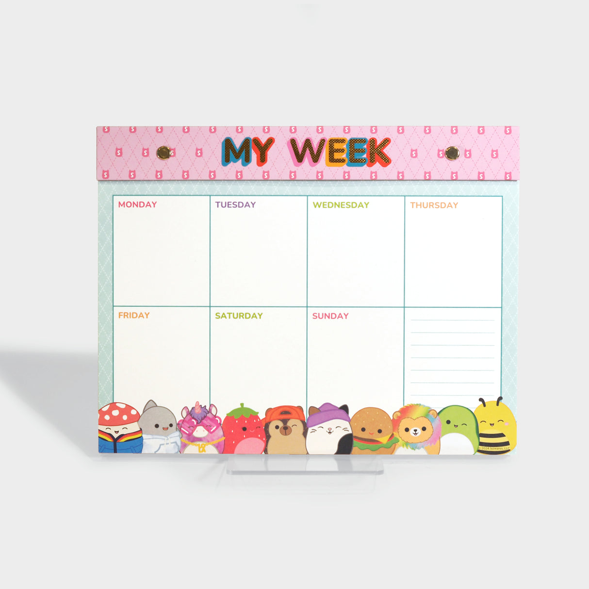 Back-to-Campus Squad Weekly Desk Pad with Grommets & Sticker Sheet