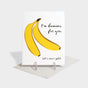 Greeting card with motif of two bananas.