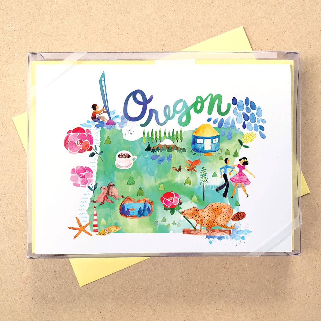 California Watercolor Map Boxed Card Set