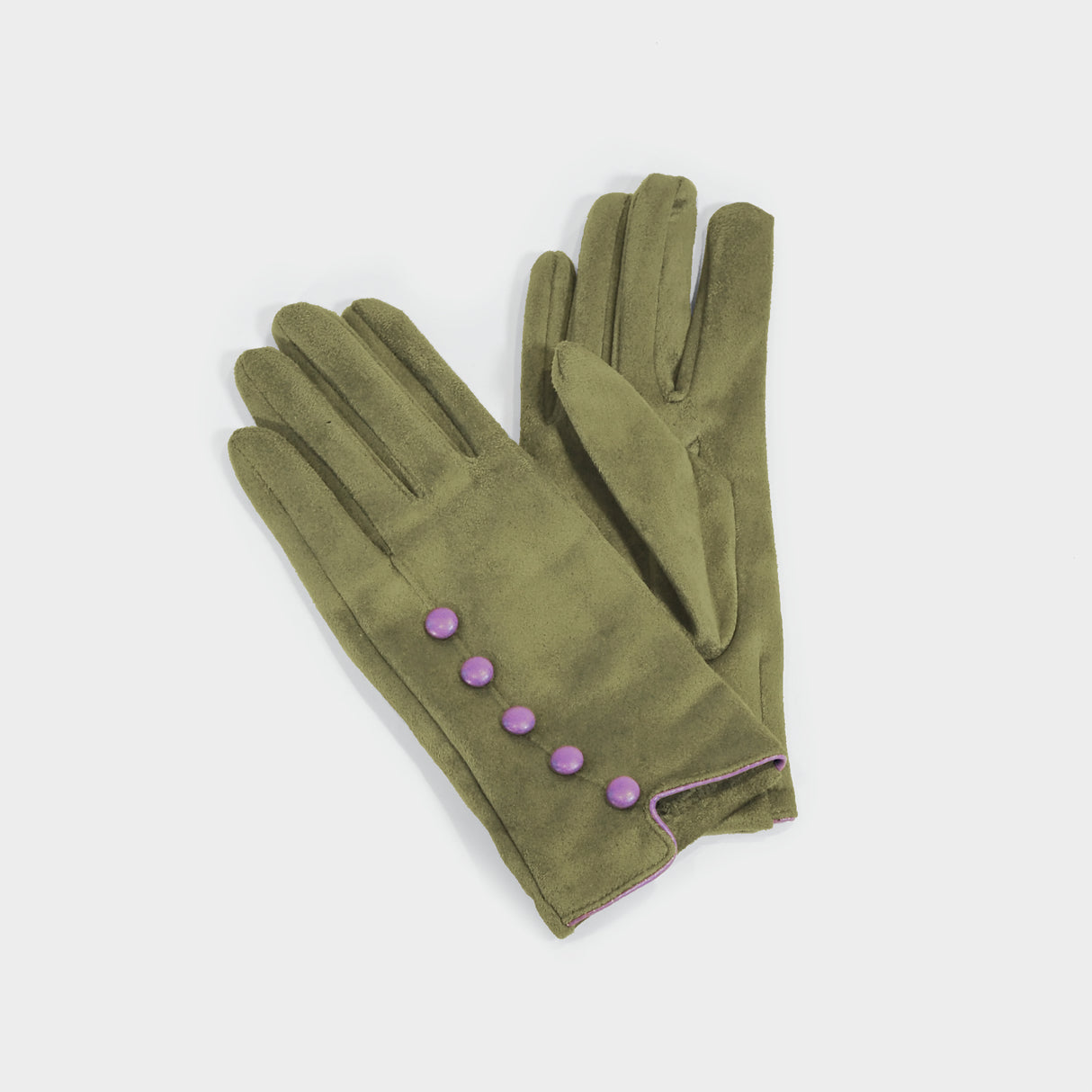 Beatrice Faux Sued Gloves - Sage