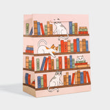 Bookshelf Cats Pink Medium Gift Bag