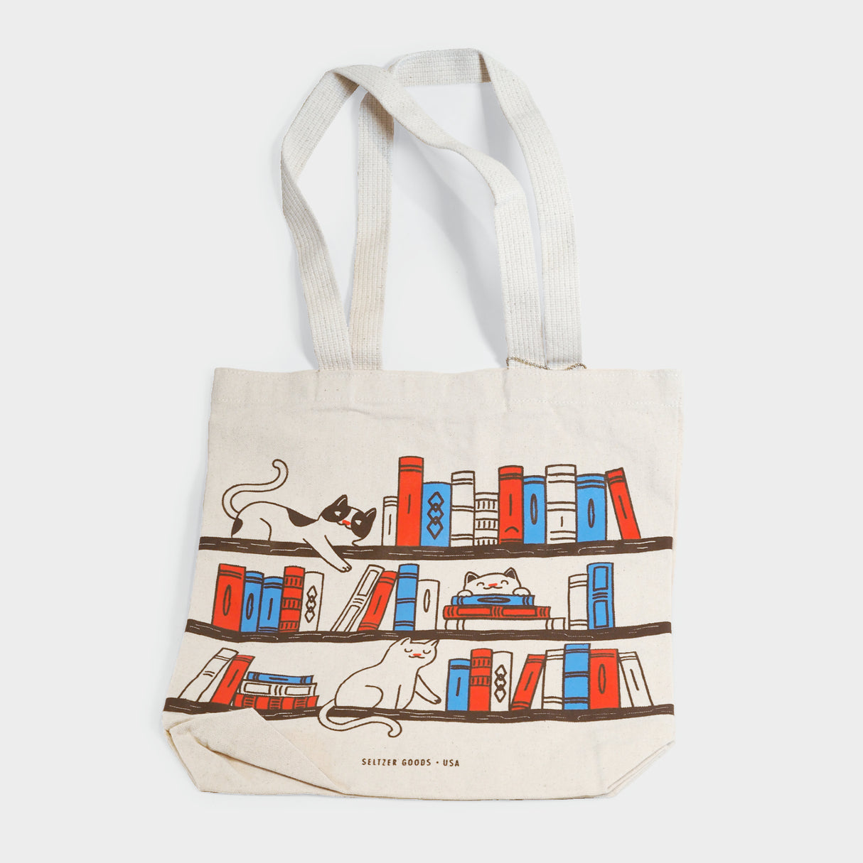 Bookshelf Cats Tote Bag