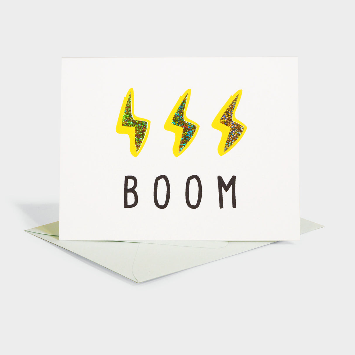 BOOM with Glitter Foil Greeting Card