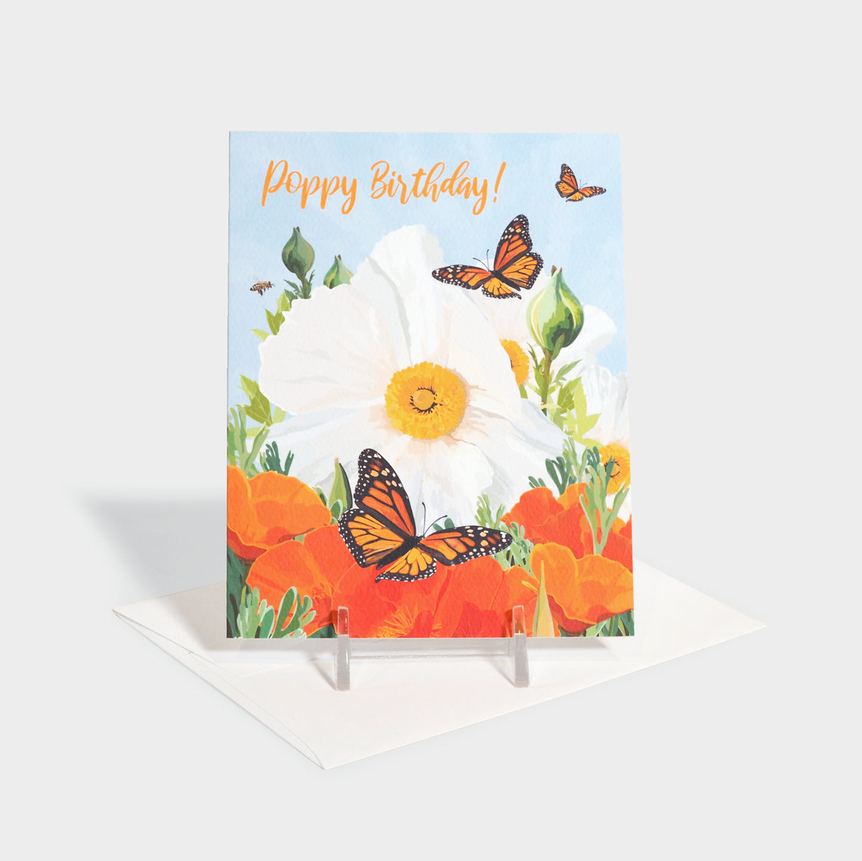 California Poppies and Butterflies Birthday Card