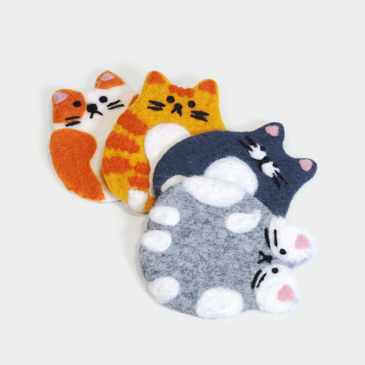 Cat Club Felted Coasters Set of 4