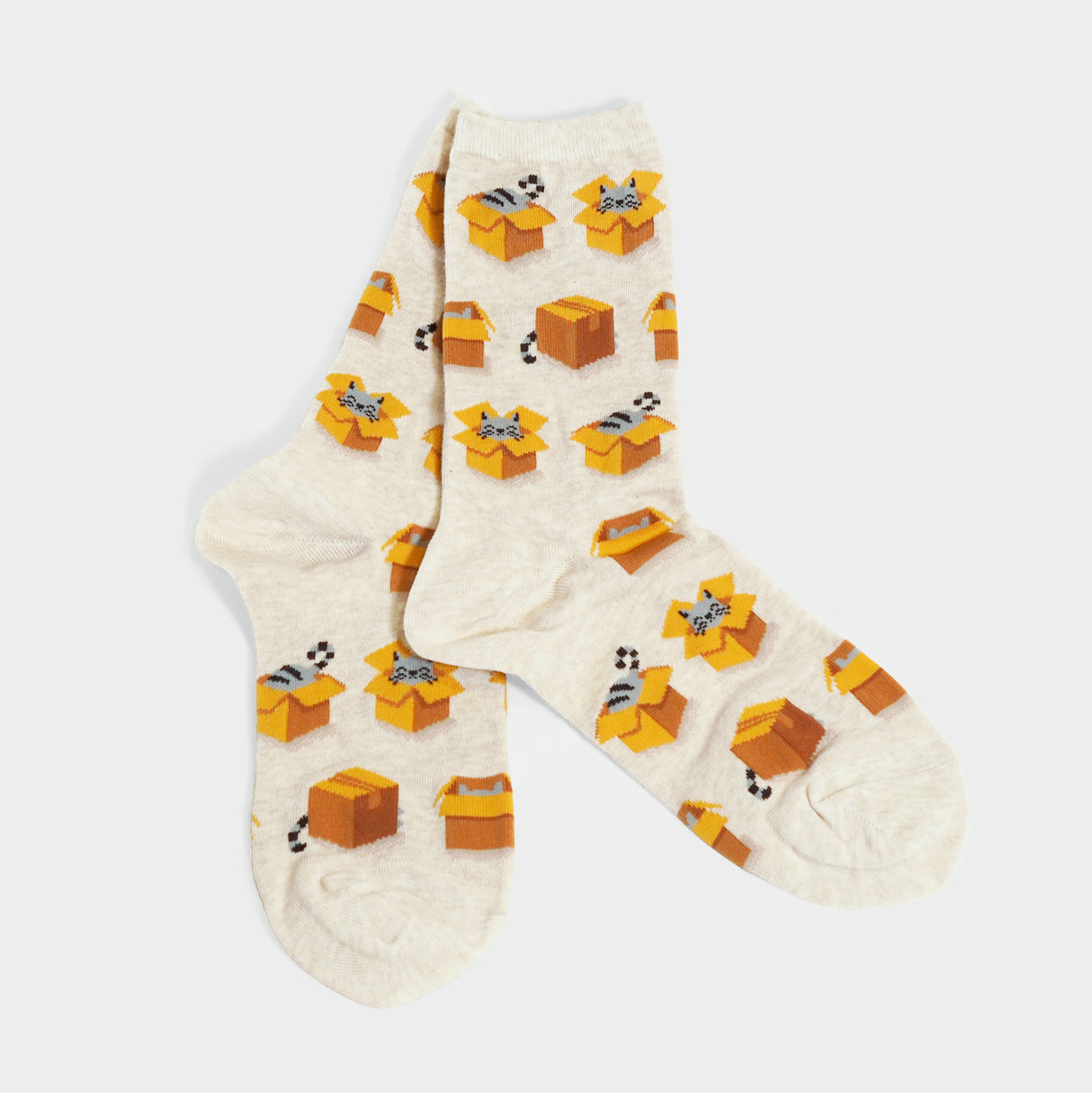 Cats in Boxes Women's Socks - Natural