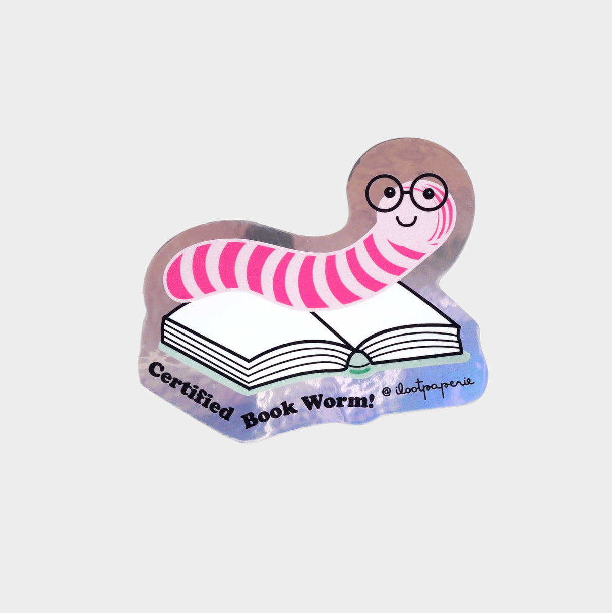 Certified Book Worm Holographic Sticker