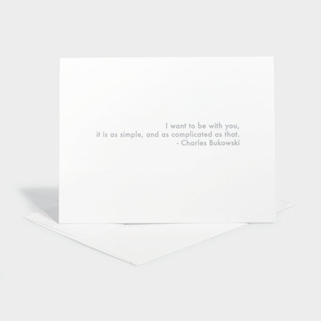 Greeting card with letterpressed quote.