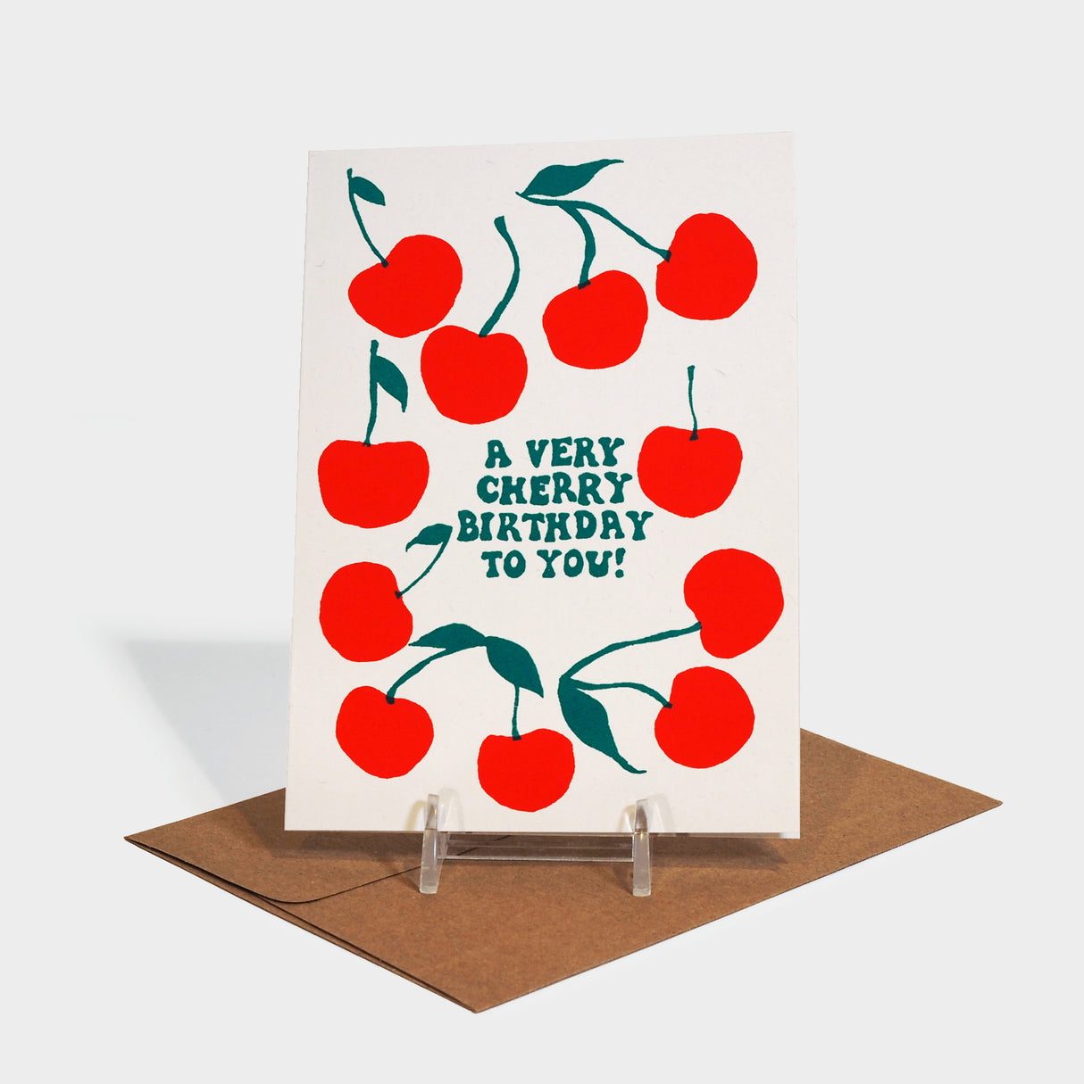 Greeting card with cherry motif.