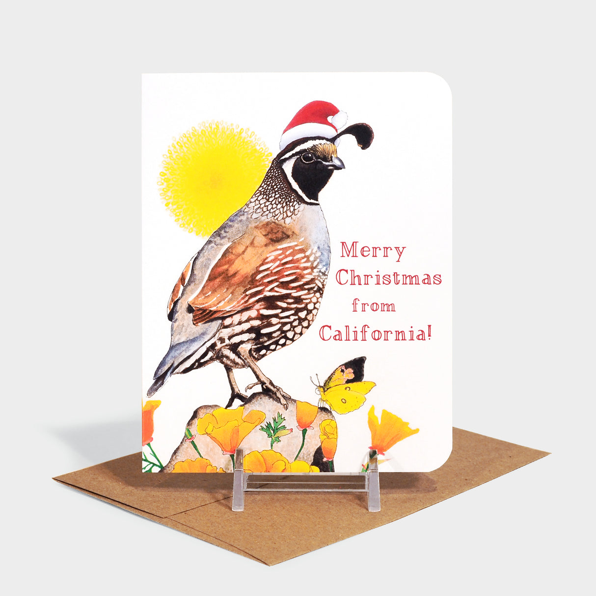 Christmas Quail in California Card