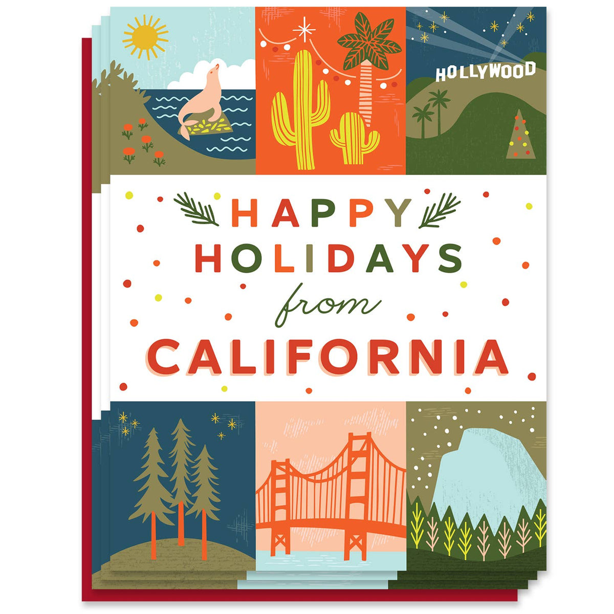 California Holiday Grid Modern Card (Box Set of 6)