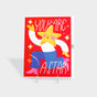 Greeting card with illustration of a dancing star.