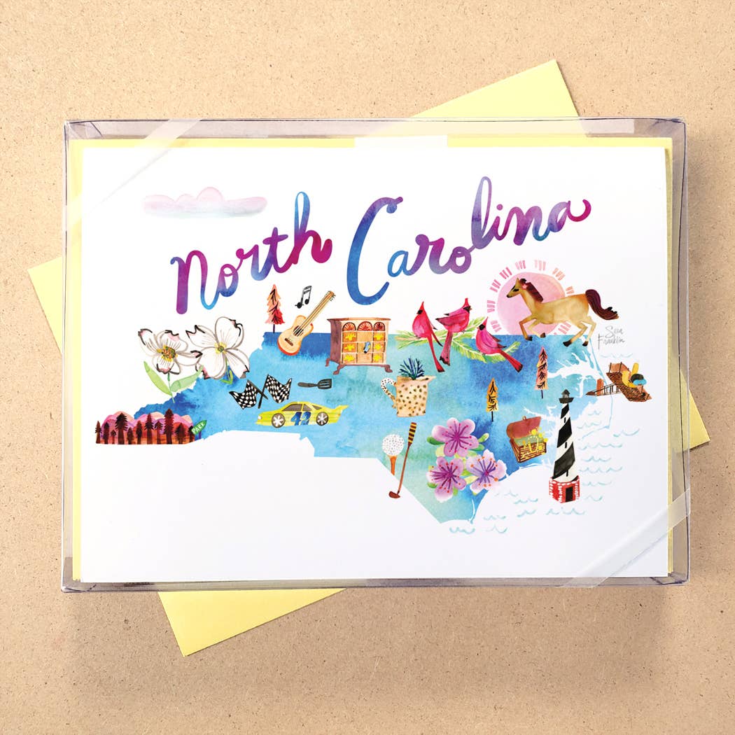 California Watercolor Map Boxed Card Set