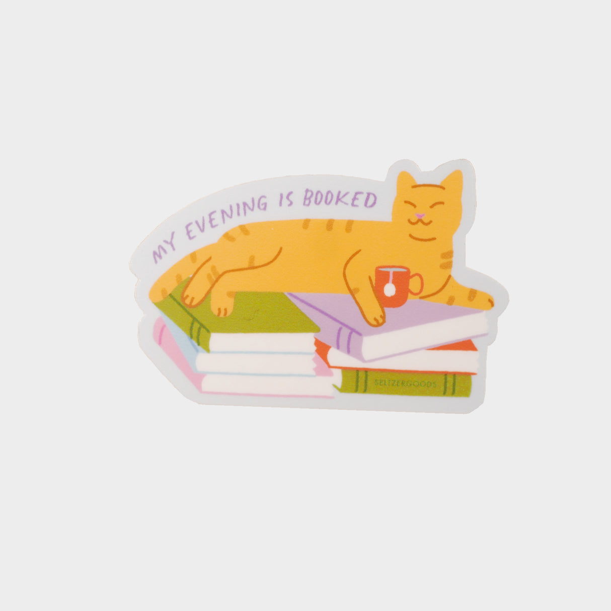 Evening Booked Cat Sticker