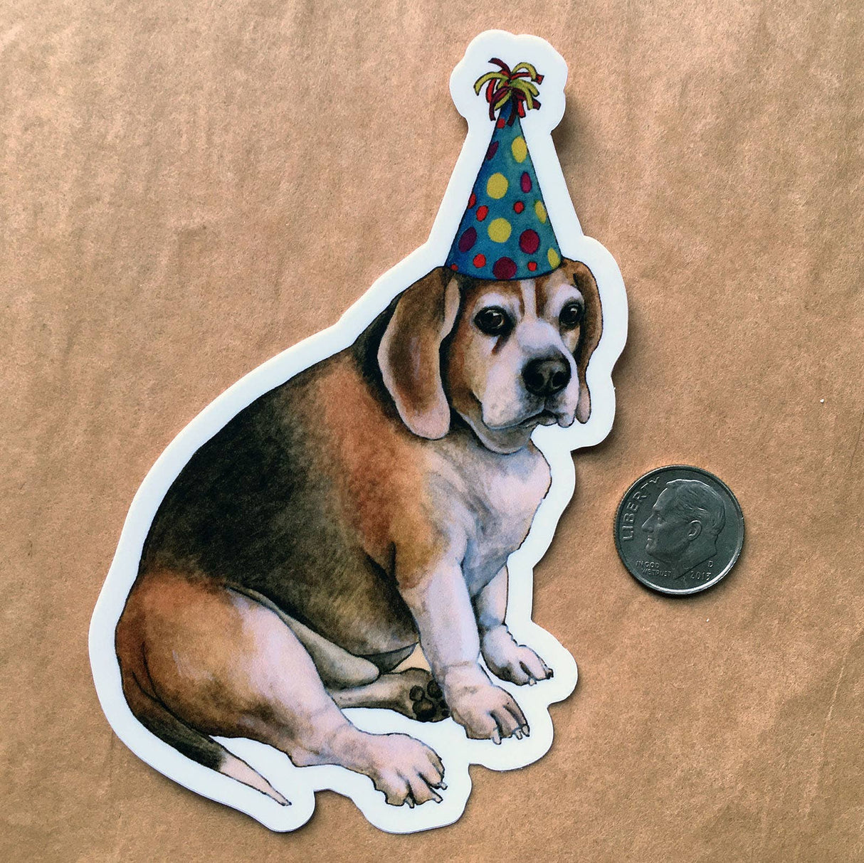 Party Beagle Dog Vinyl Sticker