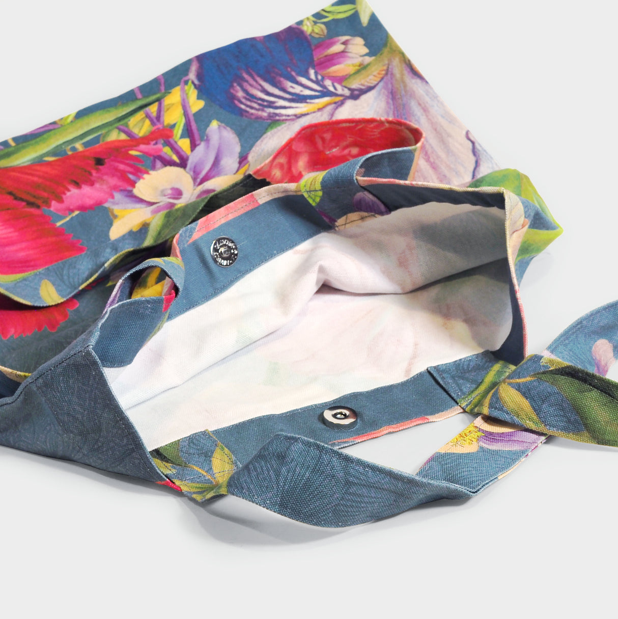 Floral Study Denim Blue Canvas Tote Bag