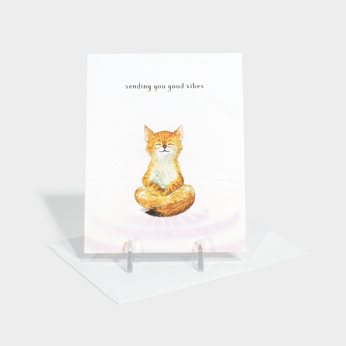 Greeting card with illustration of a fox meditating