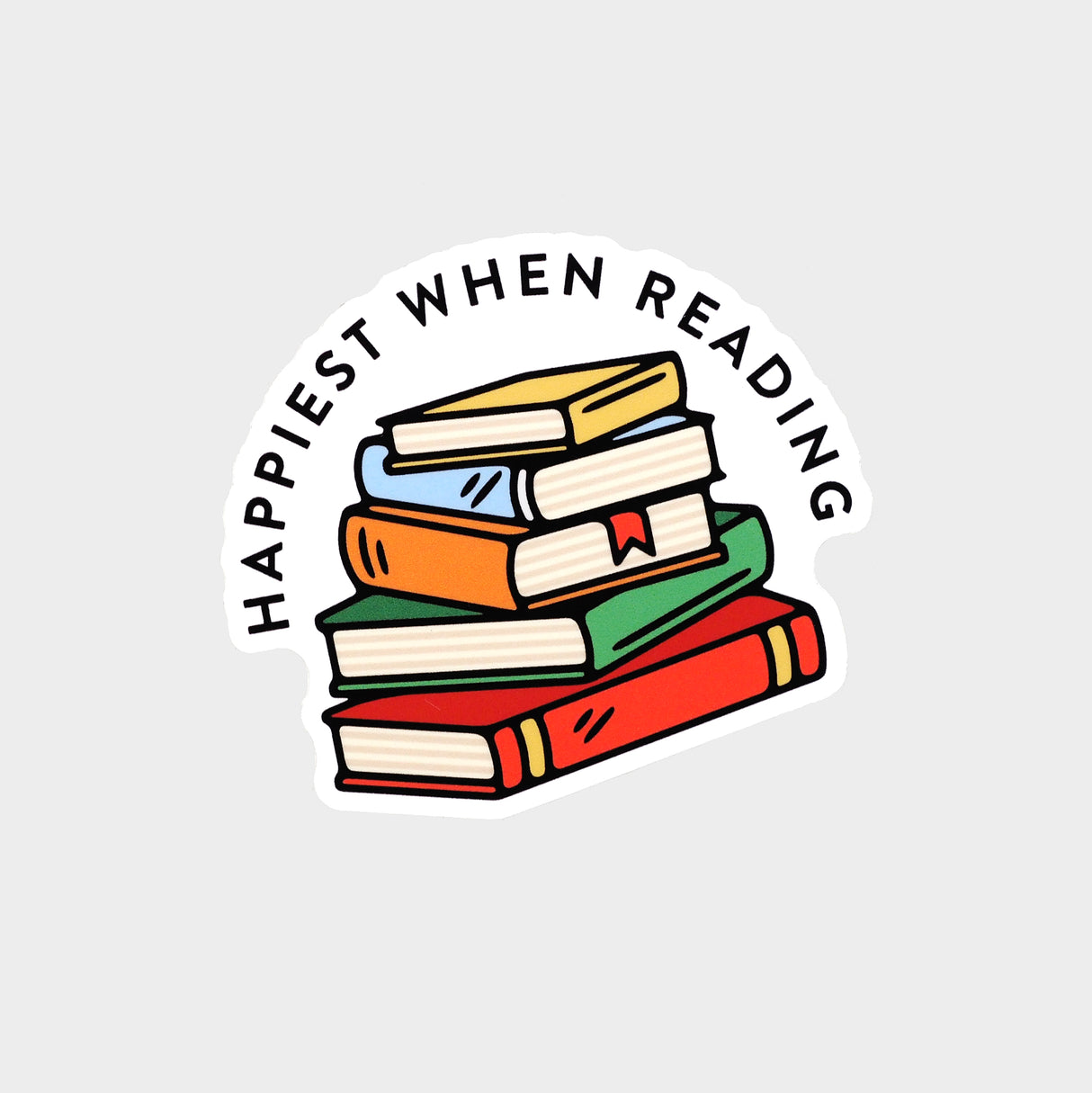 Happiest Wehn Reading Book Stack Sticker